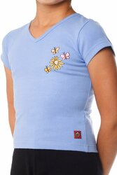 TOP V fillette Papillon fleur bleu